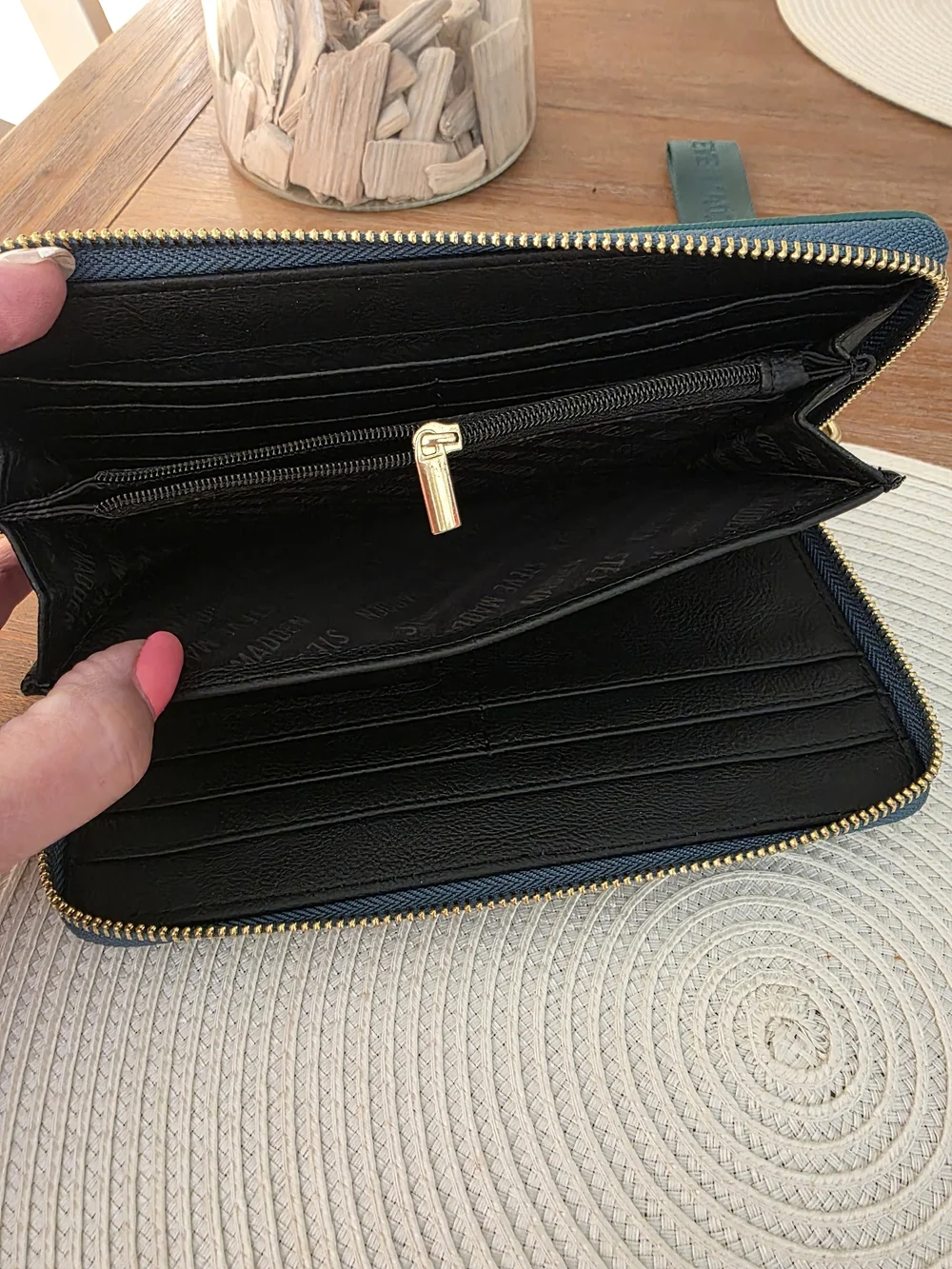 Steve Madden Teal Zip-Around Wristlet Wallet